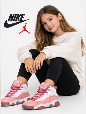 Nike Air Jordan 6 Rings GS Coral Chalk Desert Berry White Size 5Y Girls w/box